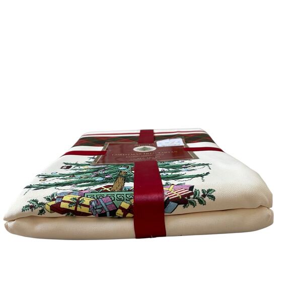 Spode Christmas Tree Tartan Holiday Tablecloth 60x120 Oblong New - Picture 13 of 14